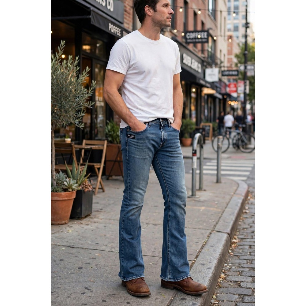 Silver Jeans Co. Mens W33 x L33 Avery Slim Boot Cut Jeans Medium Blue Denim